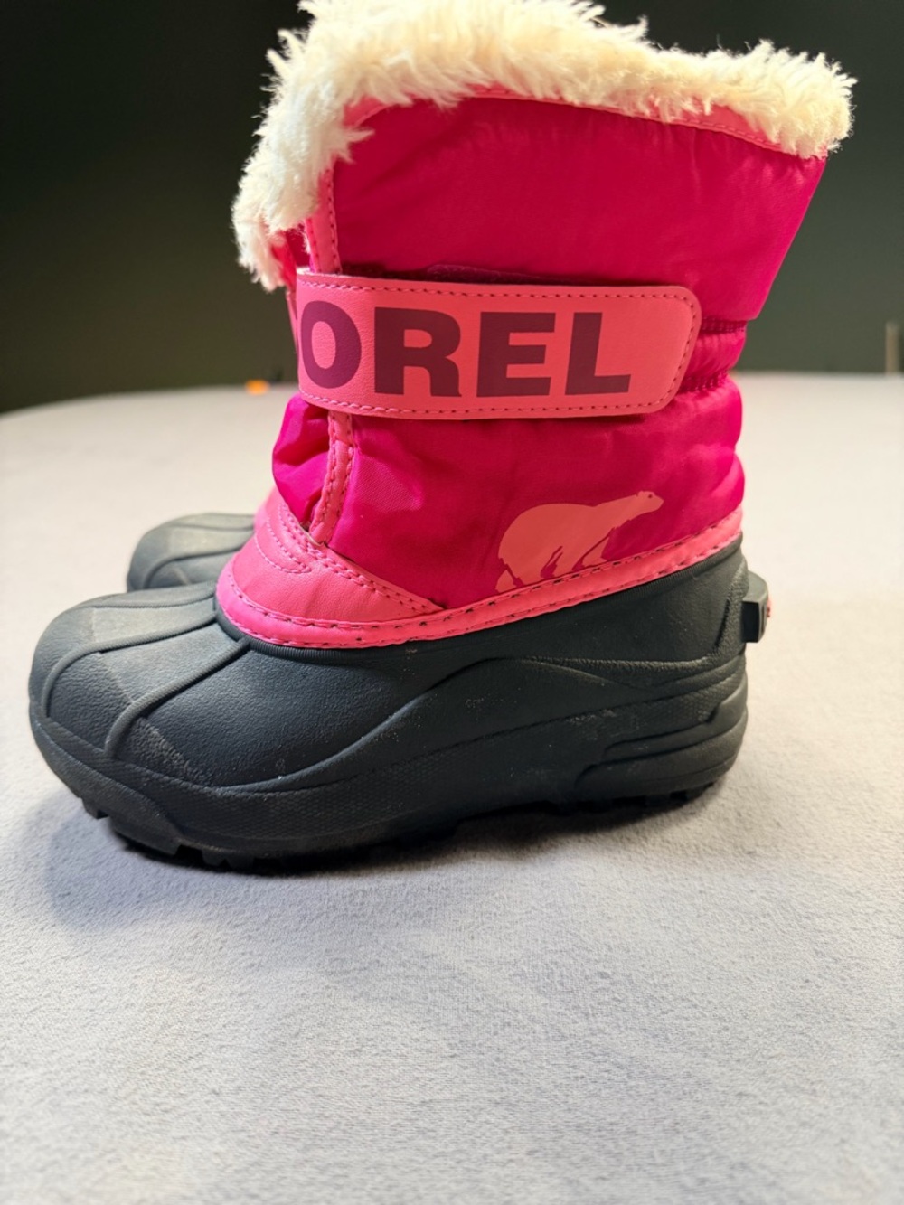 Sorel Hot Pink Kids' Winter Boots with Faux Fur Cuff